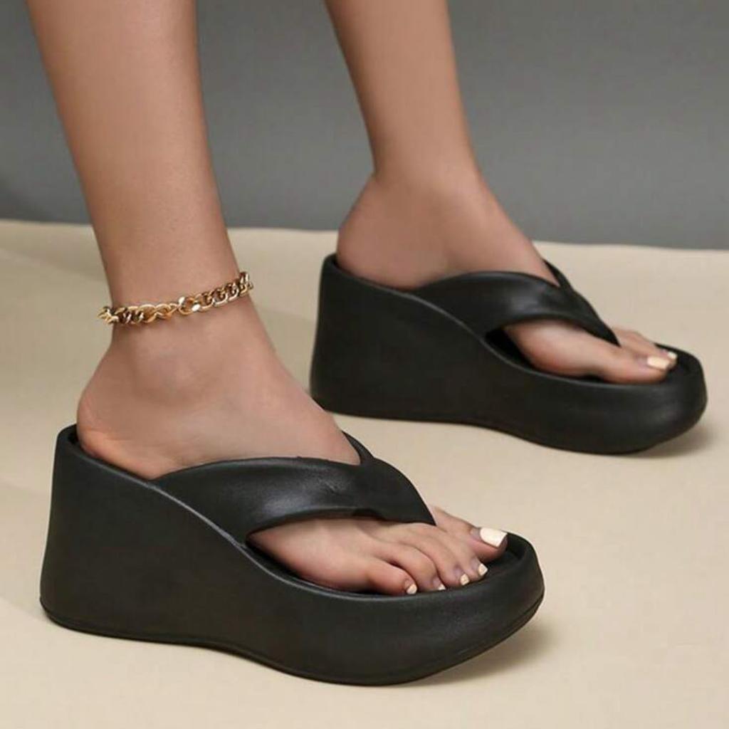 Women Slippers Soft EVA Summer Platform Shoes Girls Beach Flip Flops Thick Sole Female High Heel Street Sandals