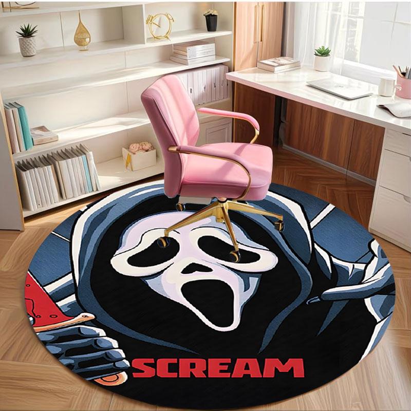 Ghostface Print Round Rug, Washable Floor Carpet, For Entryway Dorm Laundry Room Office Study, Home Decor Birthday Christmas Gift