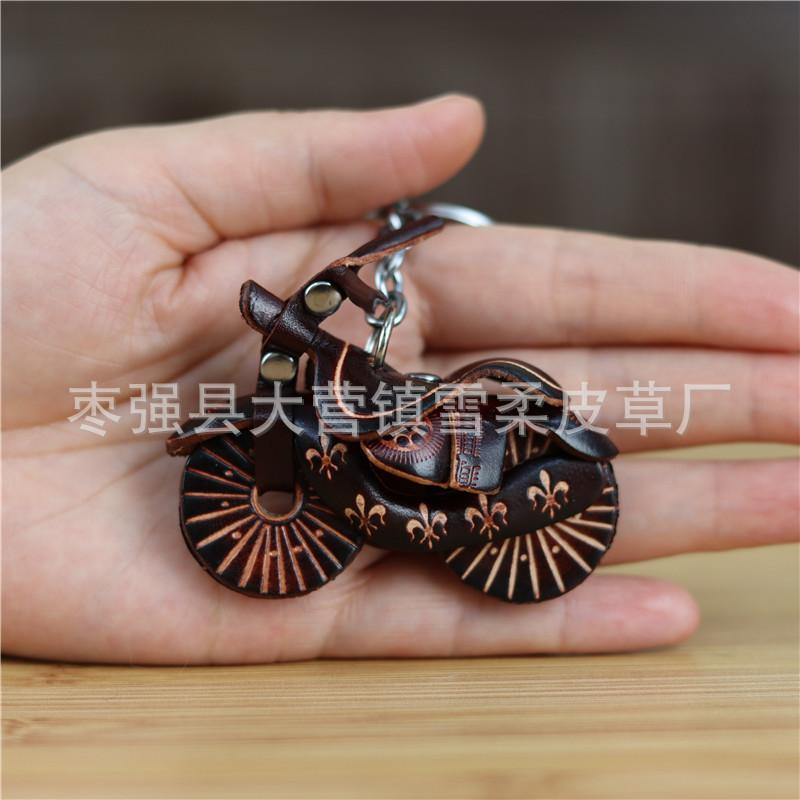 The First Layer Of Cowhide Creative Bag Pendant Motorcycle Keychain Making Mini Motorcycle Children'S Toys