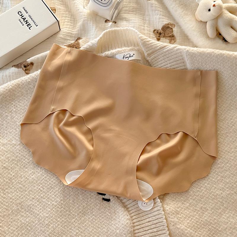 Women's Summer Thin 10A Antibacterial Breathable Ice Silk Cool Feeling High Elastic Non Trace Milk Skin Mid Waist Underwear