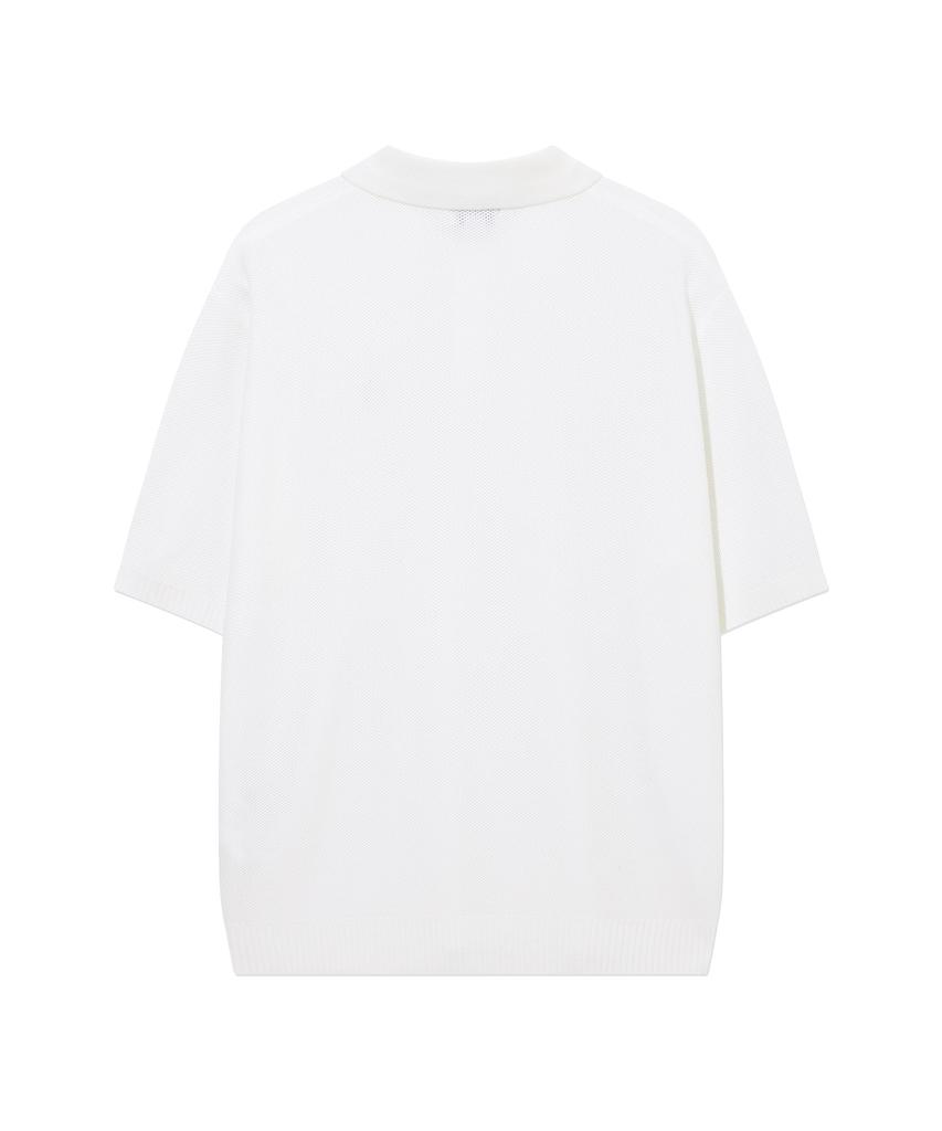 COVERNAT C Logo Collar Half Knit White