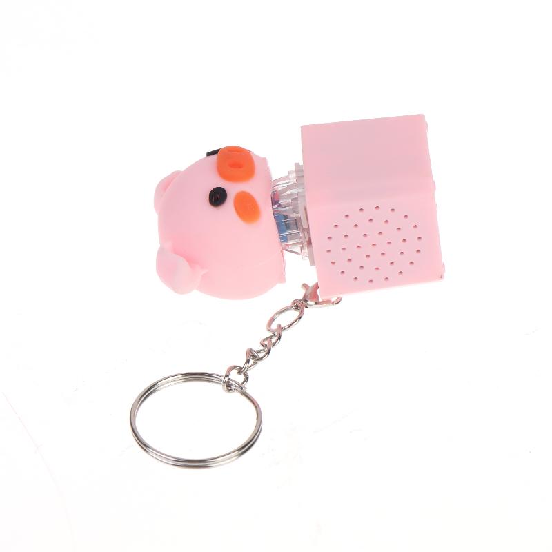 Pig Keychain Usb Clicky Keyboard Fidget Button Led Sound Keychain Adorable Design For Bag Pendant Stress Relief Small Gifts