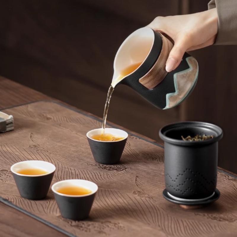 Travel Tea Set Quick Cup Portable Personalized Kung Fu Ceramic Tea Cup Carry-On Bag Set Outdoor Brewing Teapot