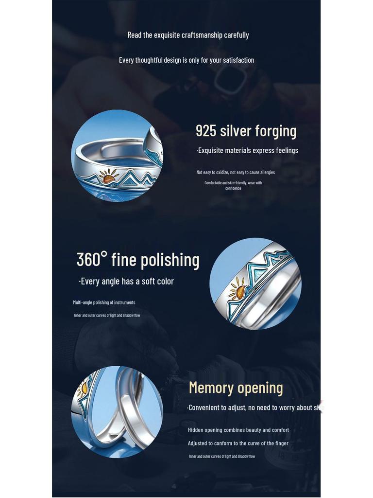 Shan Hai Qing Yuan Sterling Silver Couple Rings: Elegant Wedding Bands, Perfect Christmas Gift for a Girlfriend