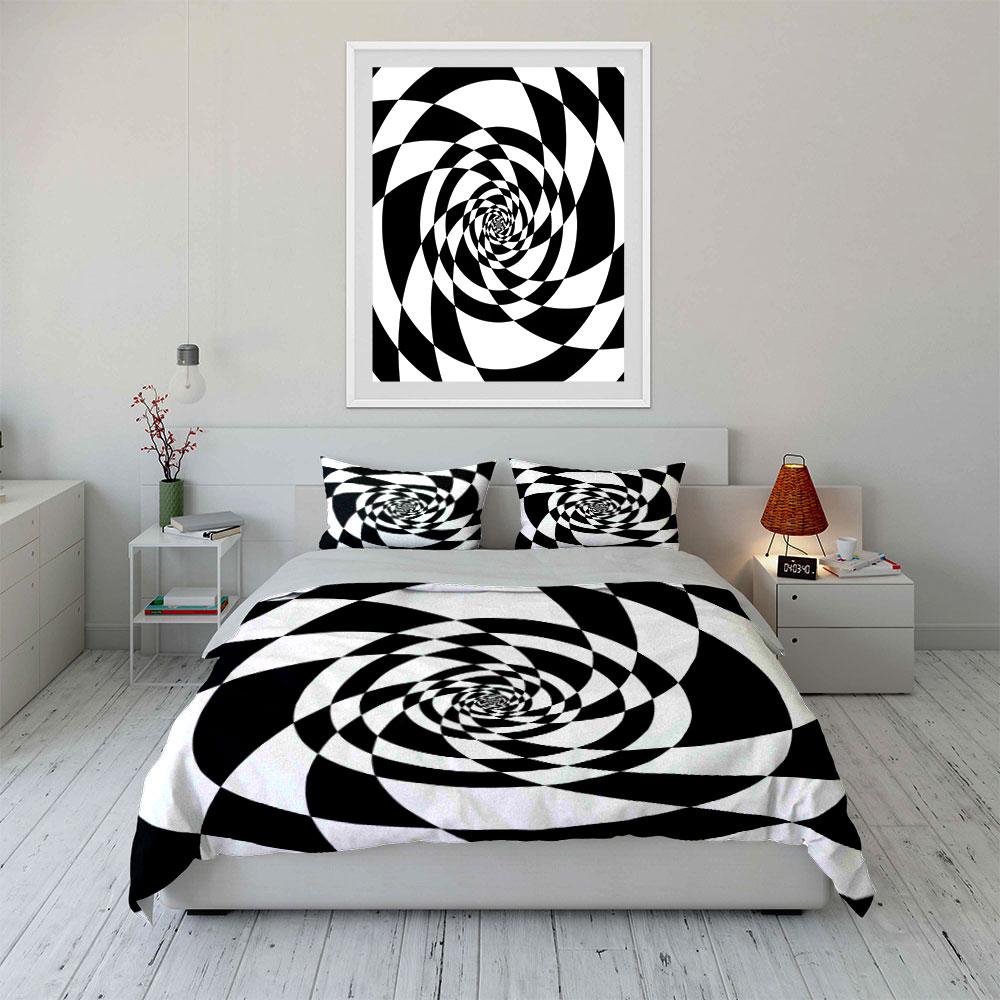 Geometric Spiral Art Decoration Set Soft Comfortable Duvet Cover Bedding Set Included 1*Duvet Cover & 2*Pillowcases, Gift