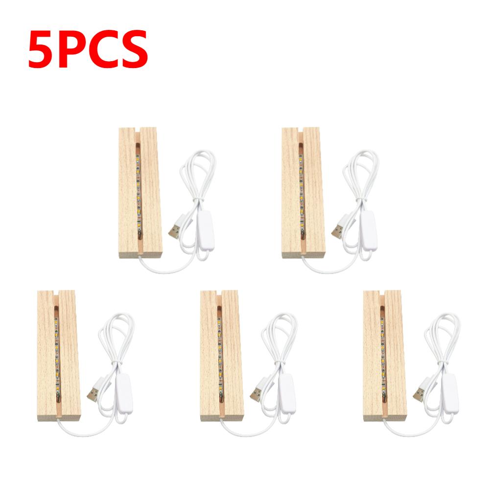 1-10PCS LED Wood Light Display Crystal Wooden Lighted Base Stand Acrylic Light Plate Base USB Wooden Base for Resin Art Light
