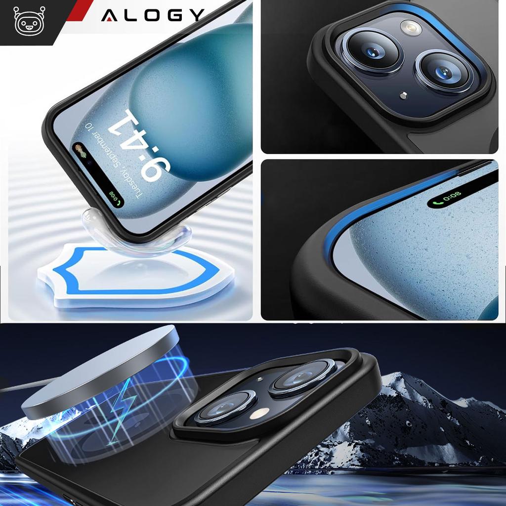 Etui Do Iphone 15 Plus Magsafe Matt Case Cover Matowe Obudowa Alogy Ring Pancerne Na Telefon Czarne