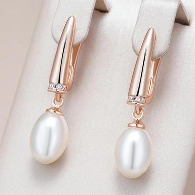 Semplici orecchini pendenti in perle sintetiche per donna, orecchini alla moda con micro intarsi in zircone dorato, gioielli per feste e matrimoni