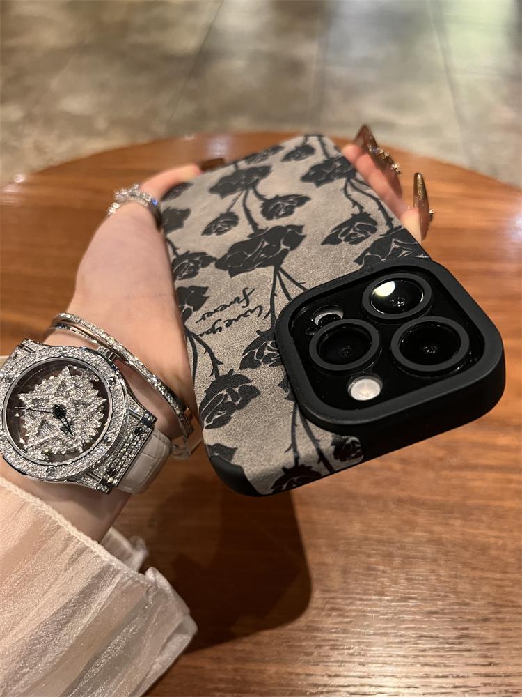 Luxury Soft Cortex Flower Phone Case For iPhone 11 12 13 14 15 Pro Max X Xs Max XR 7 8 Plus Silicone Bumper Cover