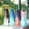 1L Farbverlauf Wasserflasche - Großes Fassungsvermögen, Auslaufsicher, Tragbar, Direktes Trinken, mit Skala für Fitness und Sport