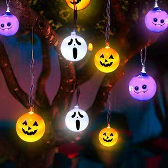Halloween LED String Lights: Pumpkin, Spider, Skull, Ghost & Bat Decor for Party & Bar
