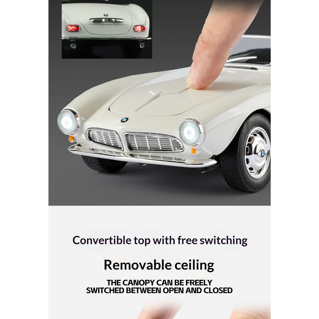 1/24 BMW 507 Legierungsauto-Modell Simulation Sound und Licht Metall-Druckgusskarosserie Sammlerstücke Kinderspielzeug Geschenke Feiertagsdekorationen