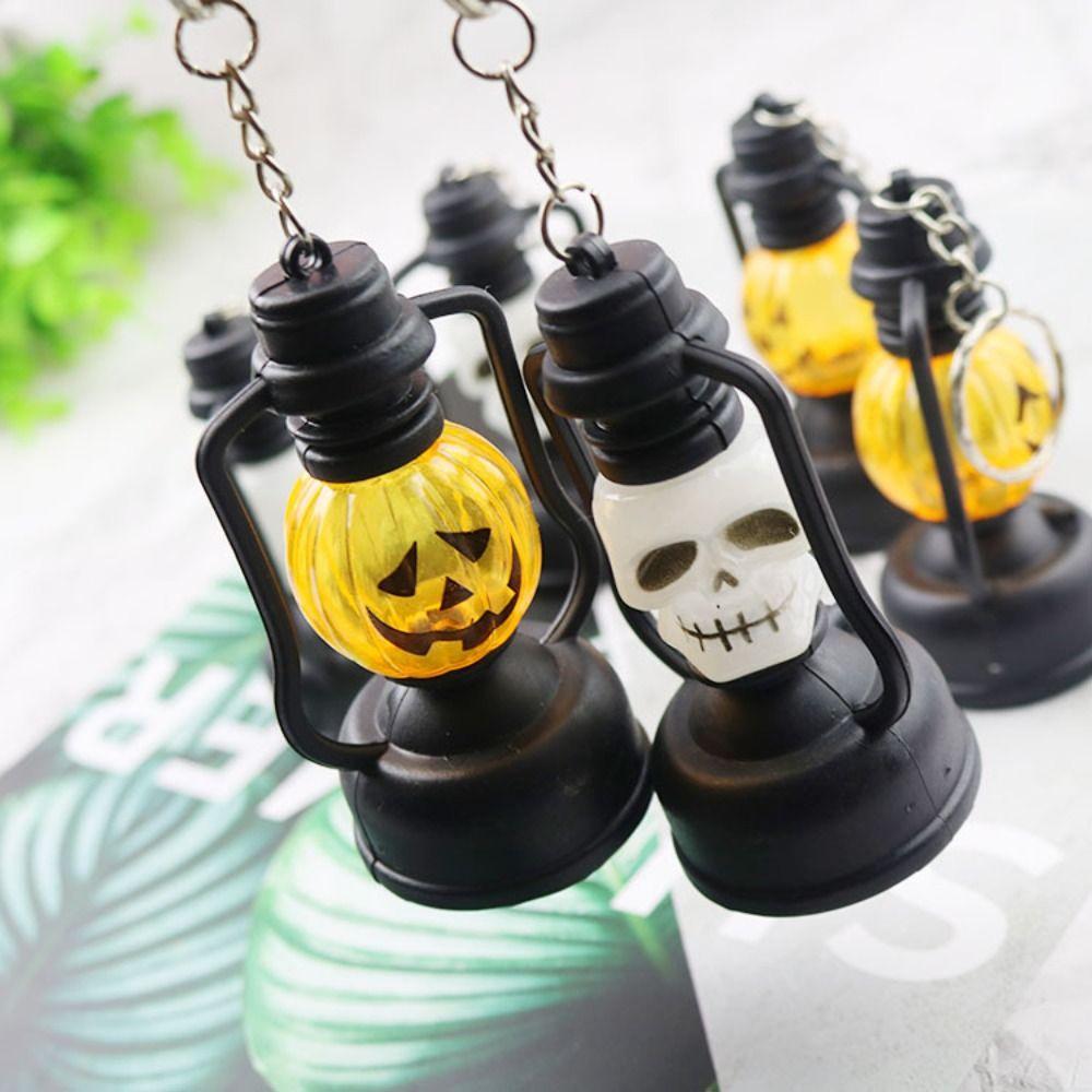 Plastic Pumpkin Candle Light Handheld LED Skull Lamp Gradient Flash Night Light  Halloween