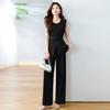 Royal Sister Style Fashion Wide-leg Pants Set Women's New Professional Sleeveless Vest Straight Pants Two-piece Set Trendy