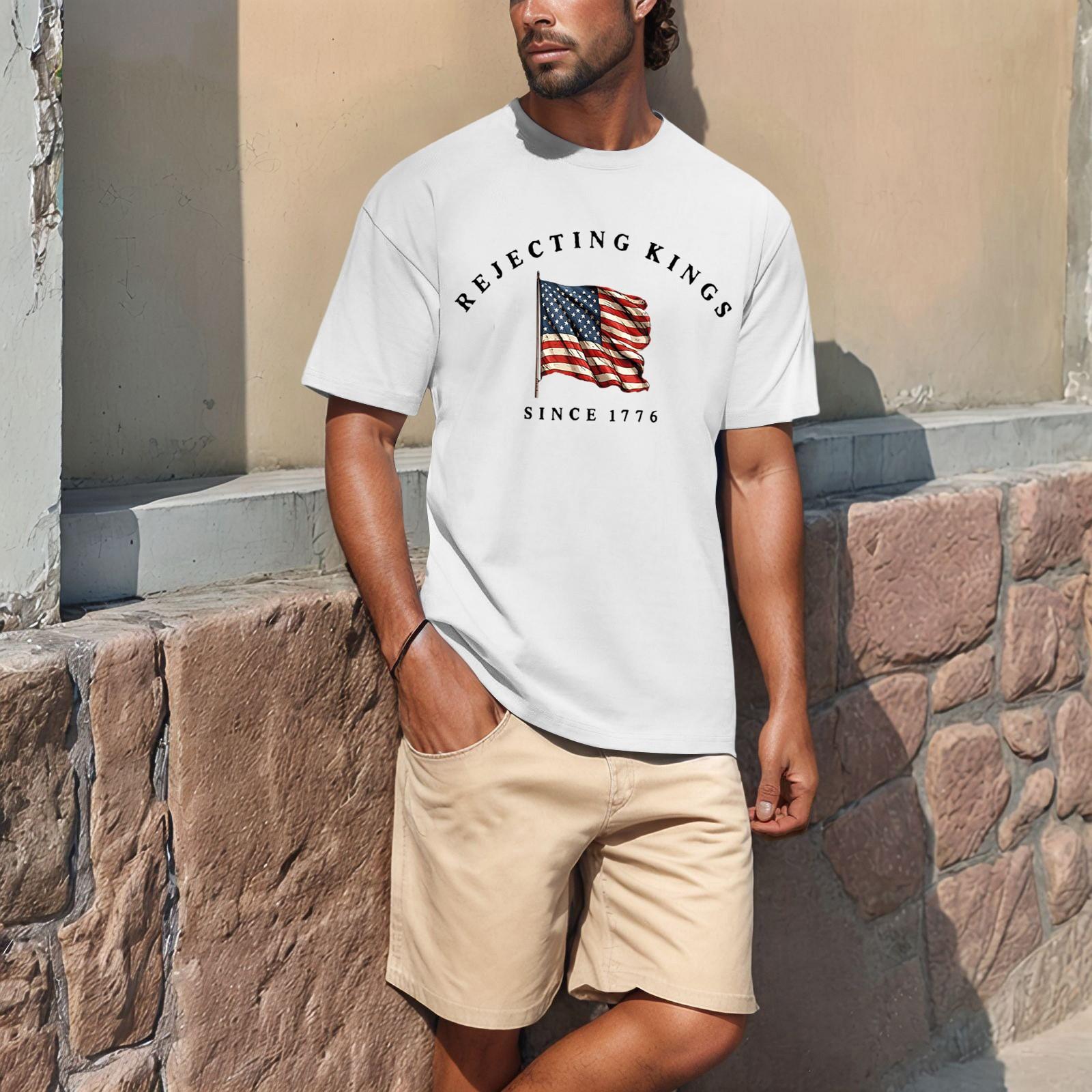 

Летняя мужская популярная футболка с круглым вырезом и коротким рукавом с принтом XL белый