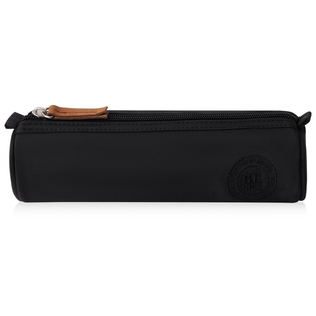 iSuperb Pen Pouch Black 3D Cylinder Pen Pouch Lightweight Pen Pouch Storage Pouch Cute Stationery Pouch Portable Cosmetic Case Zip Pouch Pencil Case