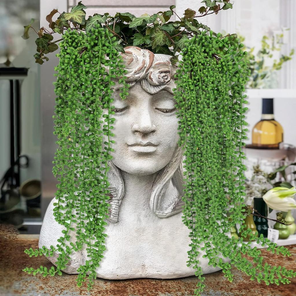 Artificial Succulents Bulk Hanging Plants 24 Inches Large Fake String of Pearls Fake Plants Faux Plants Wall Greenery Decor for Home Garden Indoor