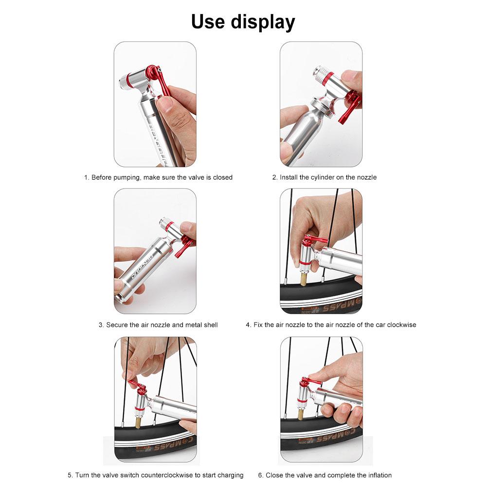 CO2 Bicycle Pump Schrader Presta Valve Mini Bicycle Pump Aluminum Alloy CO2 Bike Tire Inflator for MTB Road Bike