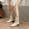 Vintage Western Cowboy Boots Embroidery Hollow Heel Knight Boots Women's Autumn Prairie Travel Cool Boots Breathable Short Boots