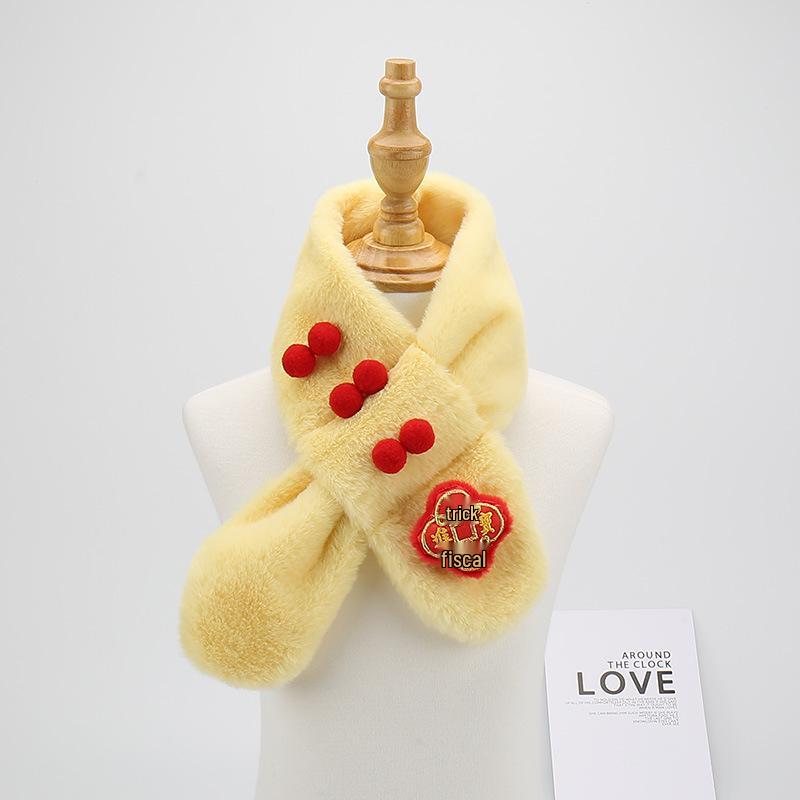 Children's Plush Winter Scarf - Cartoon Style Neck Warmer for Toddler Boys & Girls, Christmas Windproof Gaiter