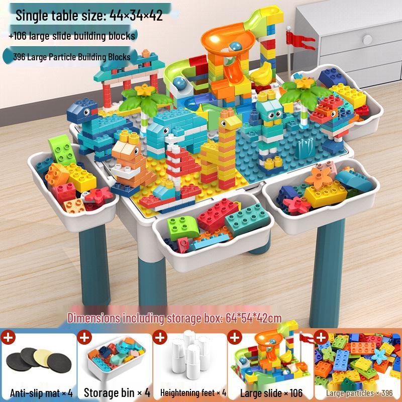 Large Particle Multifunctional Building Blocks Table for Early Education Games