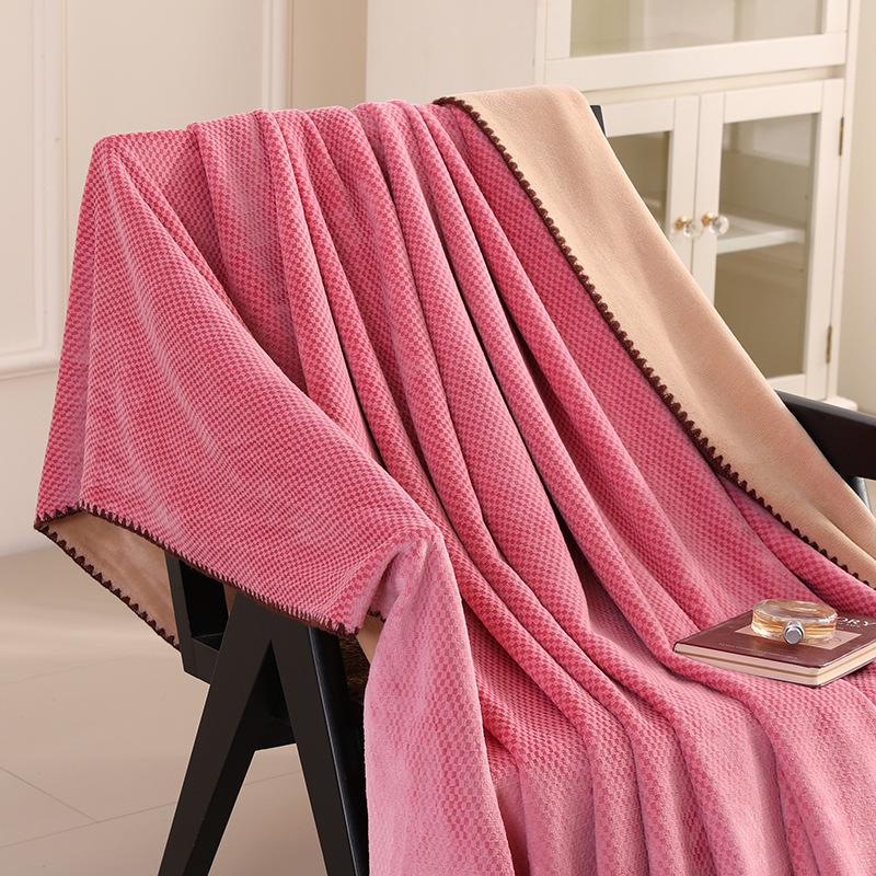 Solid color brocade full matte jacquard blanket soft and comfortable office nap skin-friendly blanket for all seasons