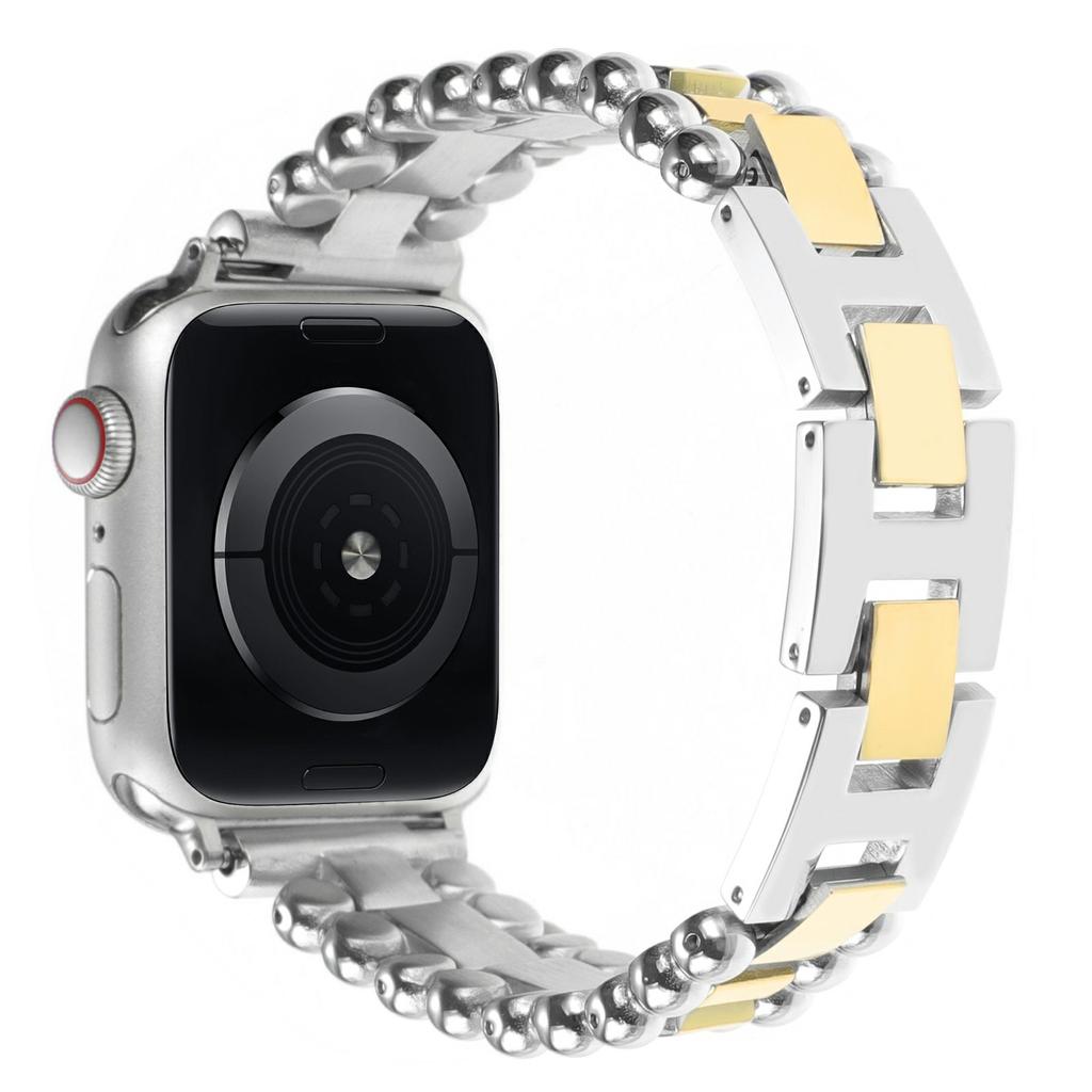 Watch Band for Apple Watch Ultra 3 2 1 49mm/Series 11 10 46mm/9 8 7 45mm/SE3 SE2 SE 6 5 4 44mm/3 2 1 42mm Side Beads Stainless Steel Wrist Strap
