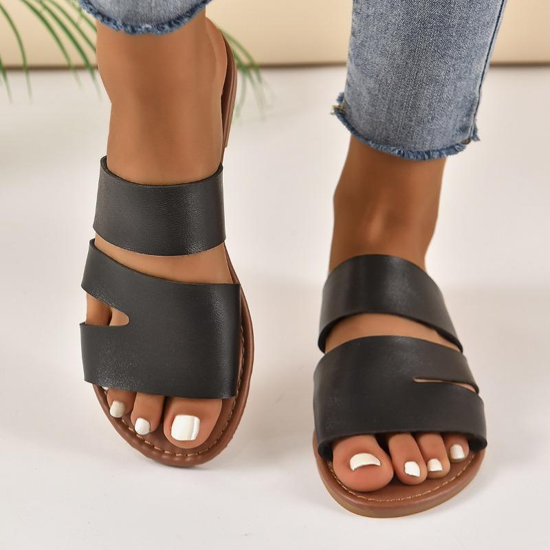 Sandal Slippers Women Spring Summer Casual Outer Wear Set Toe One Strap Flat Bottom Slippers