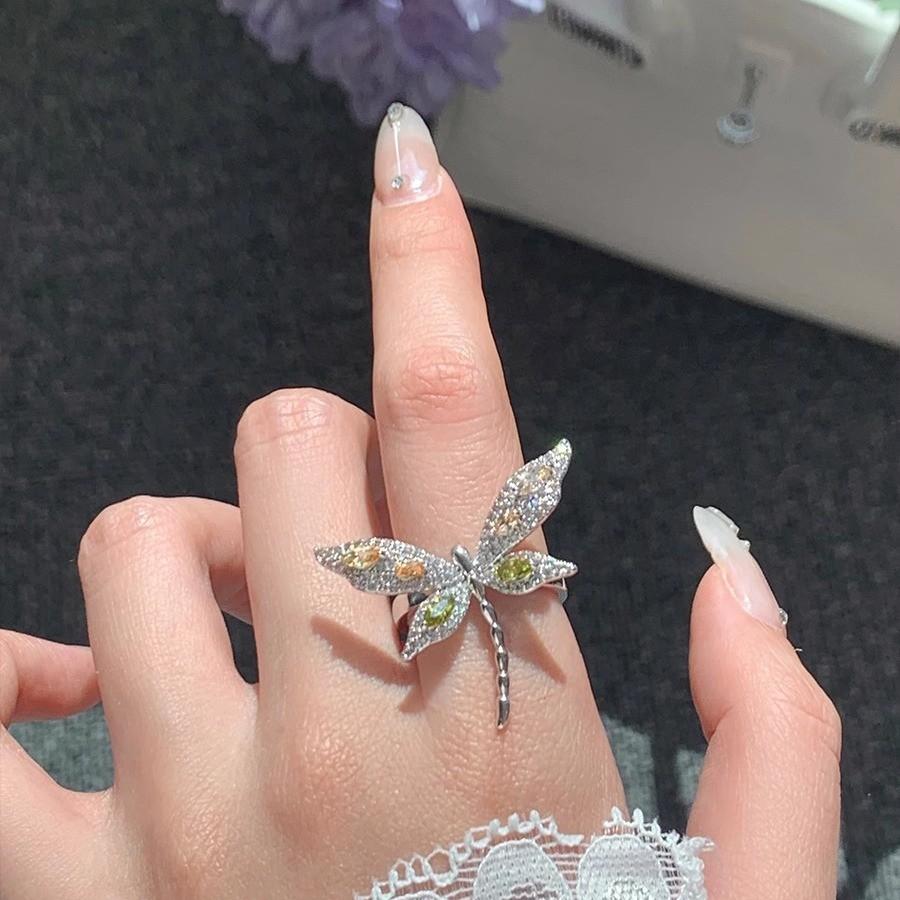 Fashionable Two Tone Butterfly Ring For Women Unique Adjustable Copper Jewelry