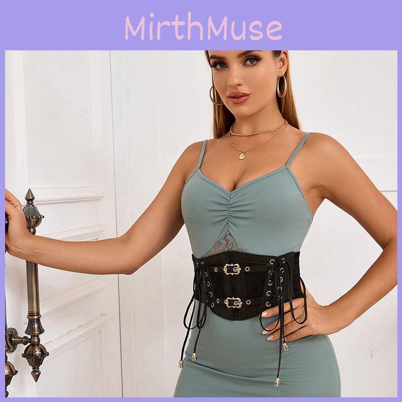 Embroidered Lace Retro Style Cummerbund Shaping Belt Metal Buckle Waist Elastic