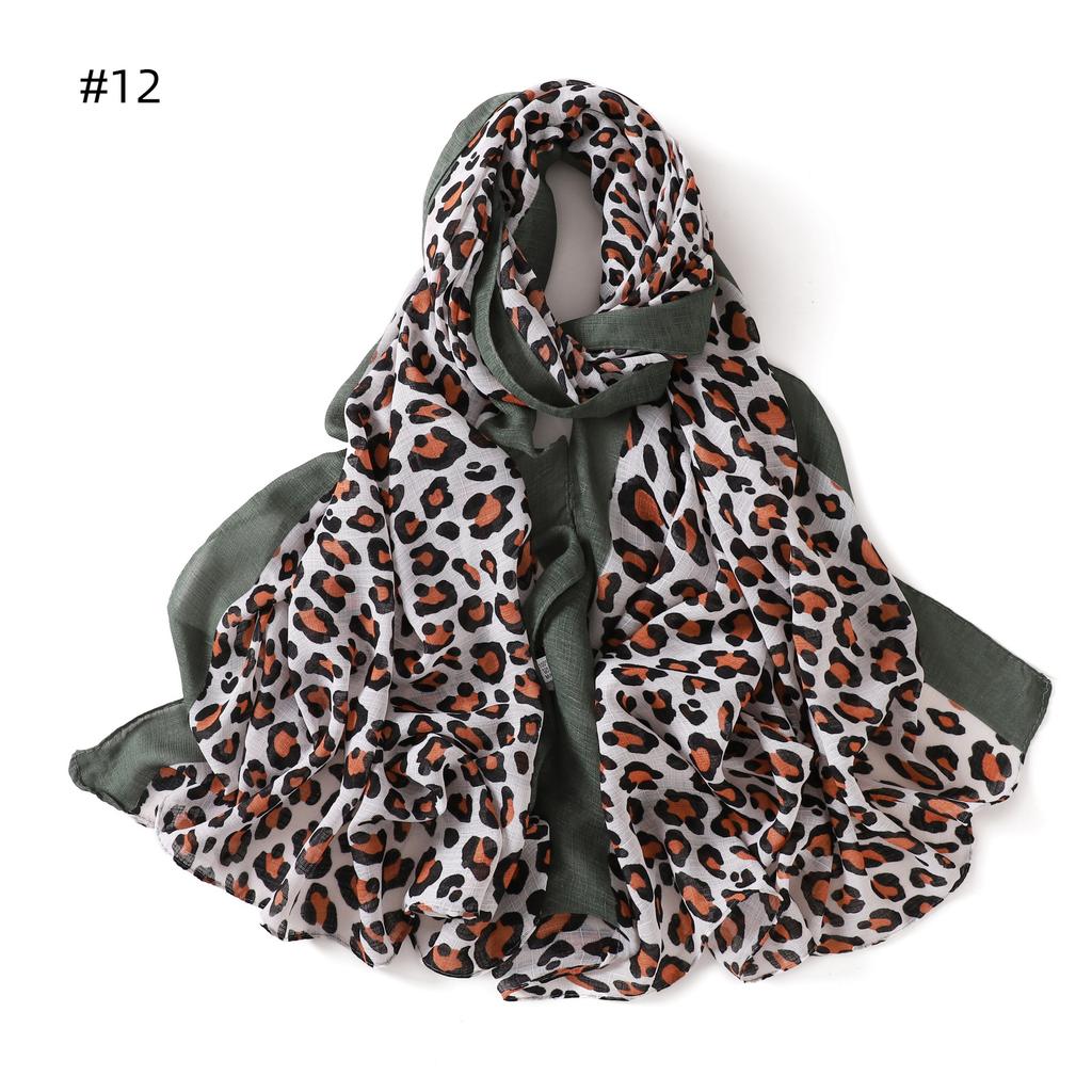 Sunscreen Voile Thin Women Scarf Hijab Classic Leopard Print Scarves Soft Lady Foulard Viscose Female Wrap Shawls