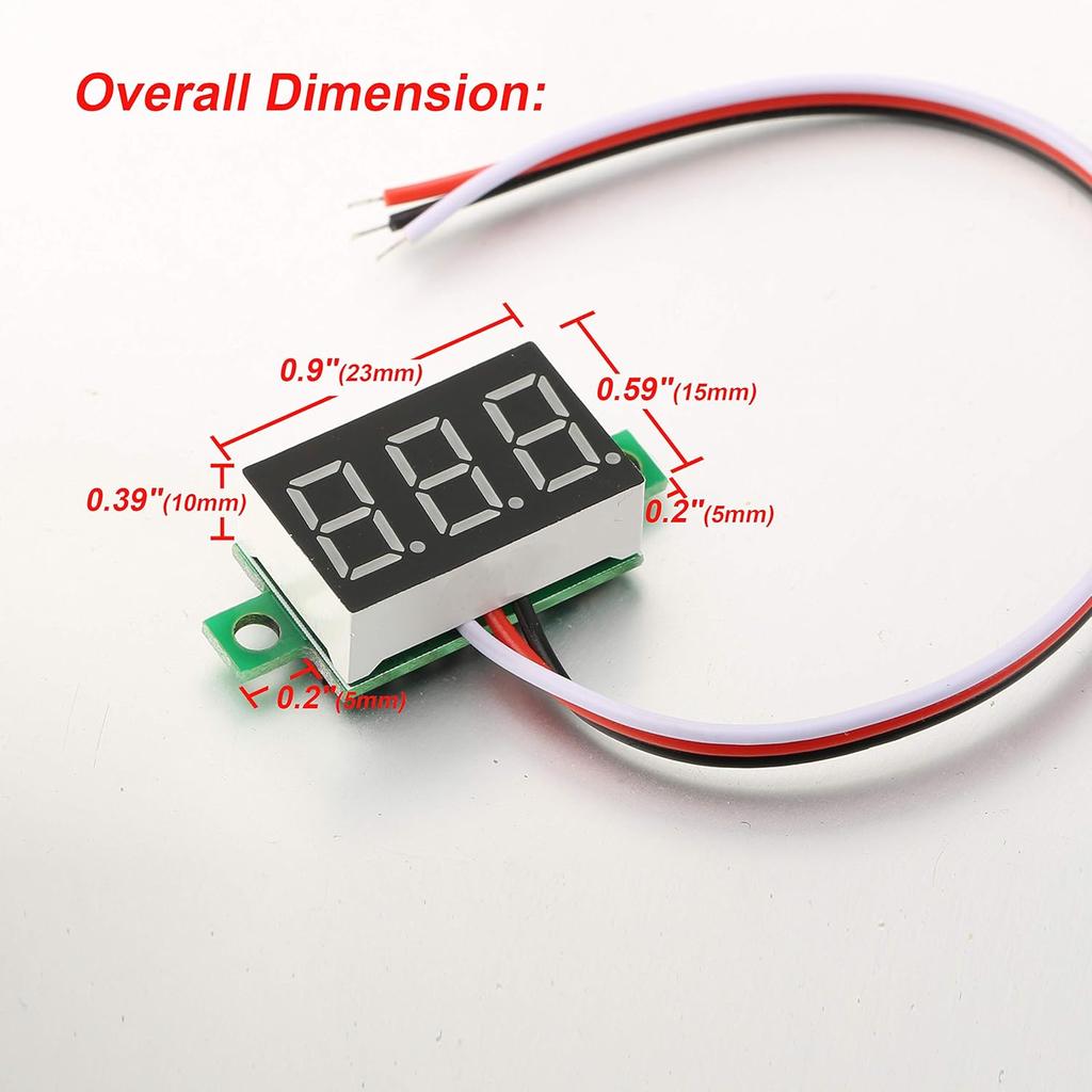 bayite Pack of 5 Three-Wire Calibratable DC 0~30V Blue Digital Mini Voltmeter Gauge Tester Mount Car Motorcycle Battery Monitor Volt Voltage Meter