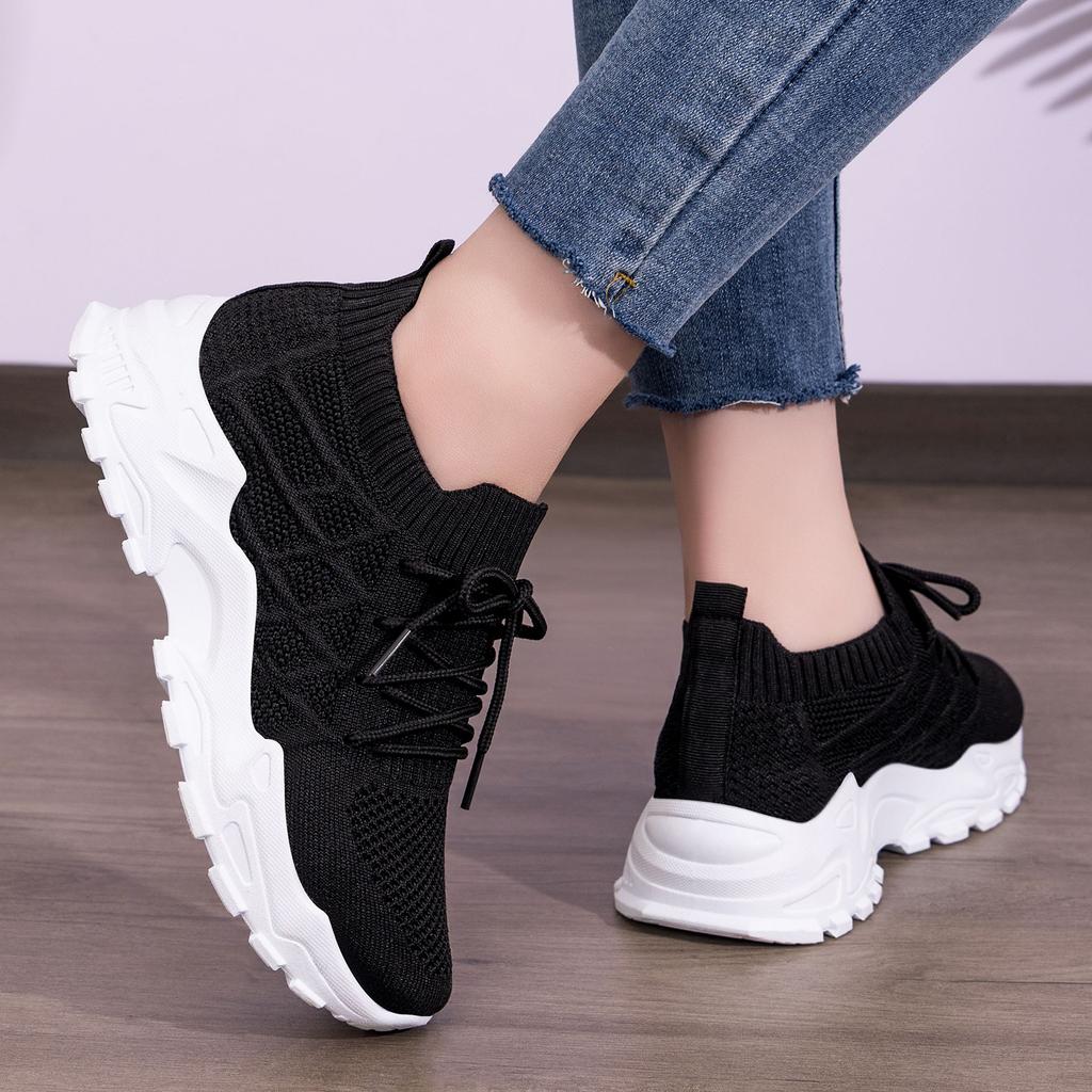 Women Plus Size Platform Sneakers Breathable Anti-Odor Chunky Dad Shoes Comfortable Casual Sports Shoes Lightweight Single Shoes