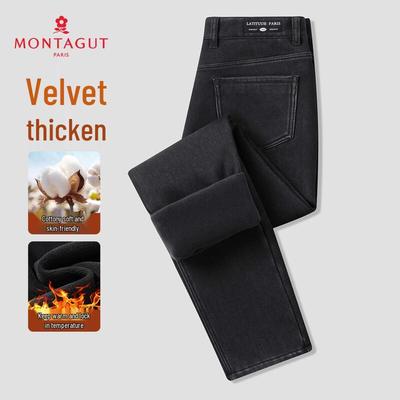 Montagut Men's Fleece-Lined Stretch Straight-Leg Jeans