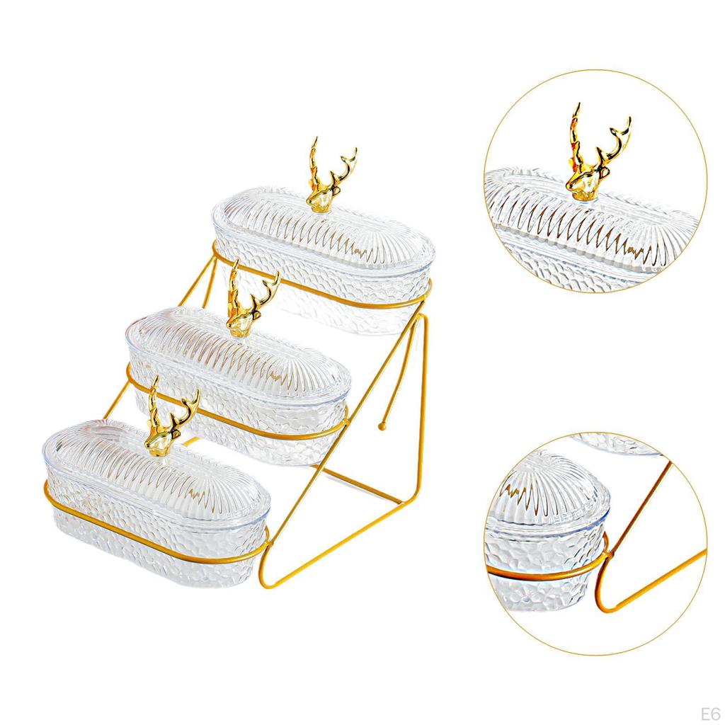 Fruit Basket Bowl Fruits Holder 3 Tier Versatile with Metal Stand Serving Tray for