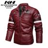 Giacca da moto in pelle da corsa autunnale e invernale da uomo Giacca da moto in tinta ricamata Giacca da uomo sottile monostrato
