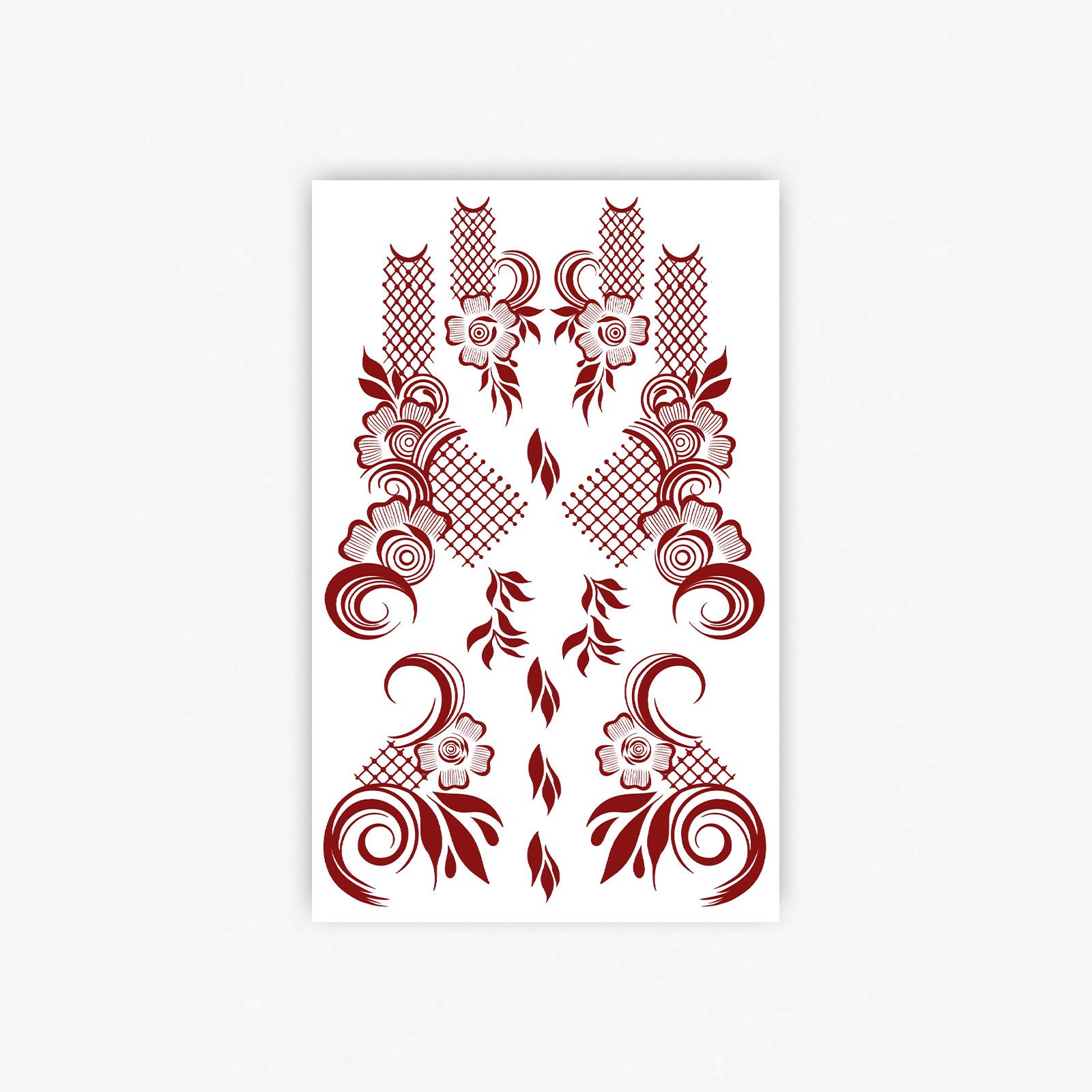 Red Flower Lace Totem Hand Back Temporary Male And Female Tattoo Sticker Tattoo Qixi Festival 12*19CM