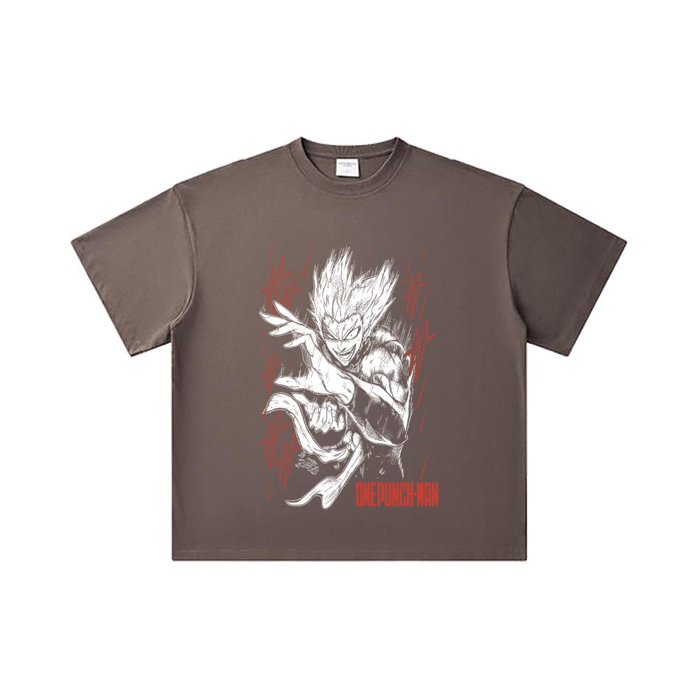 260 GSM Double Yarn 32 Count 100% Cotton One Punch Man V4 Garou Print Unisex Heavy Cotton T Shirt