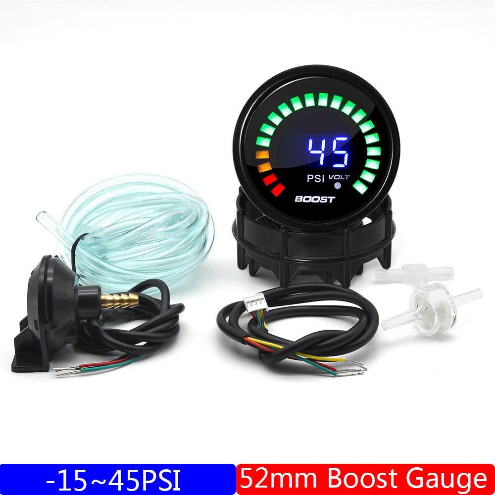 

Автомобильный -1~3 бар 2 52 мм турбонаддув измеритель с датчиком дымовой линзы цифровой дисплей турбонаддува -15~45 фунтов на квадратный дюйм для автомобиля 12 В