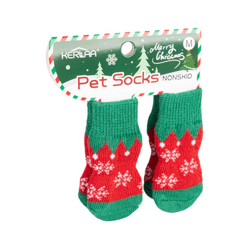 Non-Slip Christmas Dog Socks - Cute, Dirt-Resistant, Non-Shedding L (12-22 lbs)