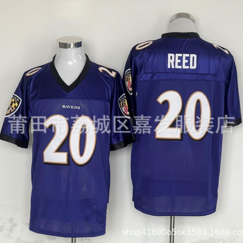 Baltimore Ravens NFL Camiseta de Fútbol para Hombre Algodón Cosido Uniforme del Equipo 52 Ray Lewis 20 Ed Reed