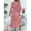 QICED Elegant V-neck, Long-sleeved, Cinched Waist, Ruffled A-line Skirt Women's Clothing for Autumn and Winter