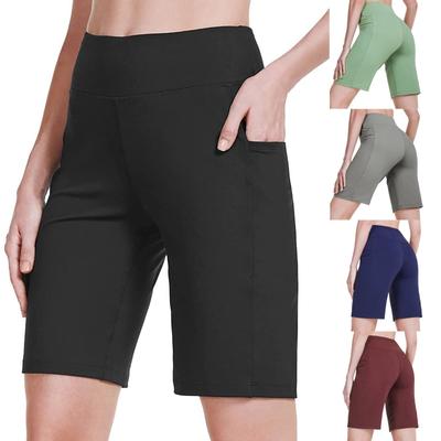 Women High Elasticity Casual Pockets High Elasticity Train Running Yoga Shorts