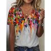 Flower 3D Print T-shirts Women Streetwear Harajuku T Shirt  Tops V-Neck Tees Woman Female Clothing