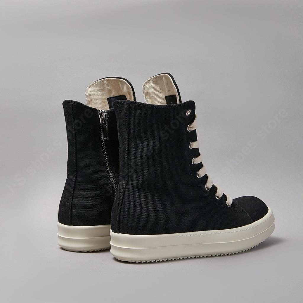 R-o Retro Black Canvas Boots Men Casual Shoes Women Sneaker Classic Design High Top Shoe Lace Up Zipper Ankle Boot Sneakers