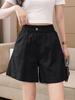Women's Summer High Waist Pure Cotton Casual Shorts - Korean Style Plus Size, Loose Fit, Wide Leg Capri Pants