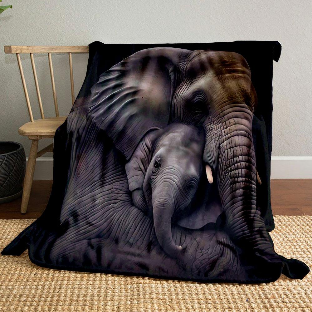 

Elephant Mother And Baby Print Blanket bedroom Blanket for Livingroom Couch lunch break Soft throw for Friend s festival Gift 80cm x 120cm