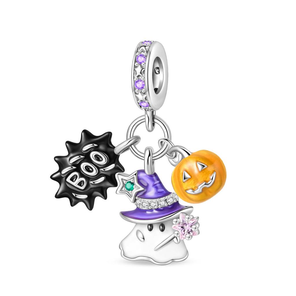 2026 Halloween Ciondolo Zucca Caramella Ciondolo Perline Gioielli Bracciale Accessori Argento 925