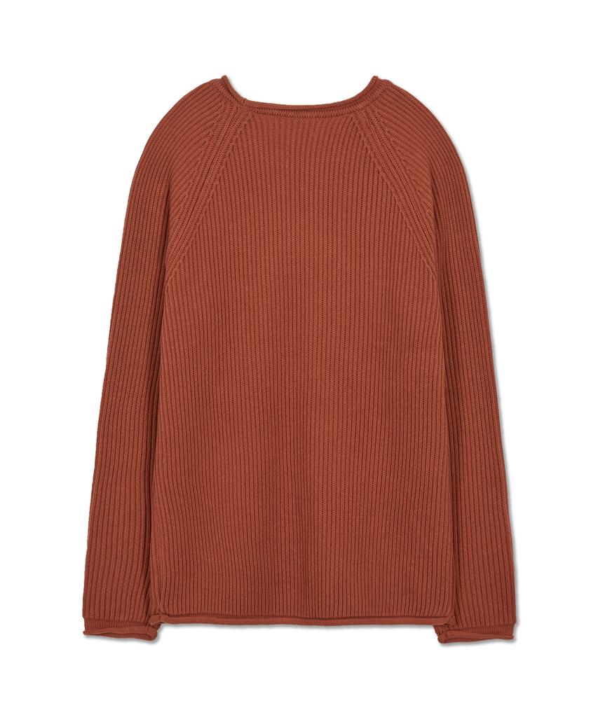 WEST GRAND BOULEVARD French Oversized Raglan Ribbed Cotton Knit Blood Orange