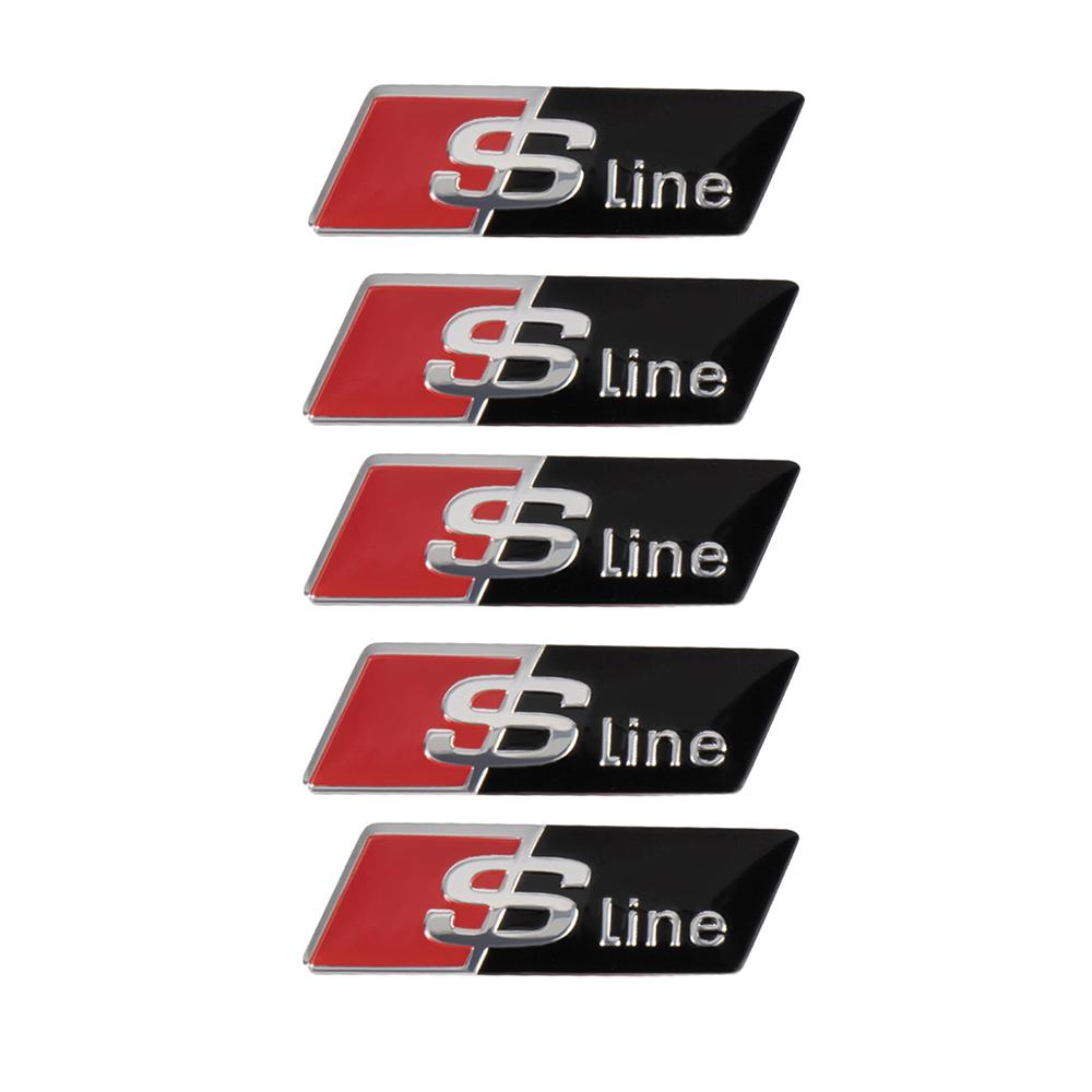 2026 2/5/10Pcs Car RS Sline Badge Steering Wheel Sticker Accessories for Audi Sline A4 B7 B8 B9 A3 8P 8V 8L A5 A6 C6 C5 C7 A1 Q2 Q3